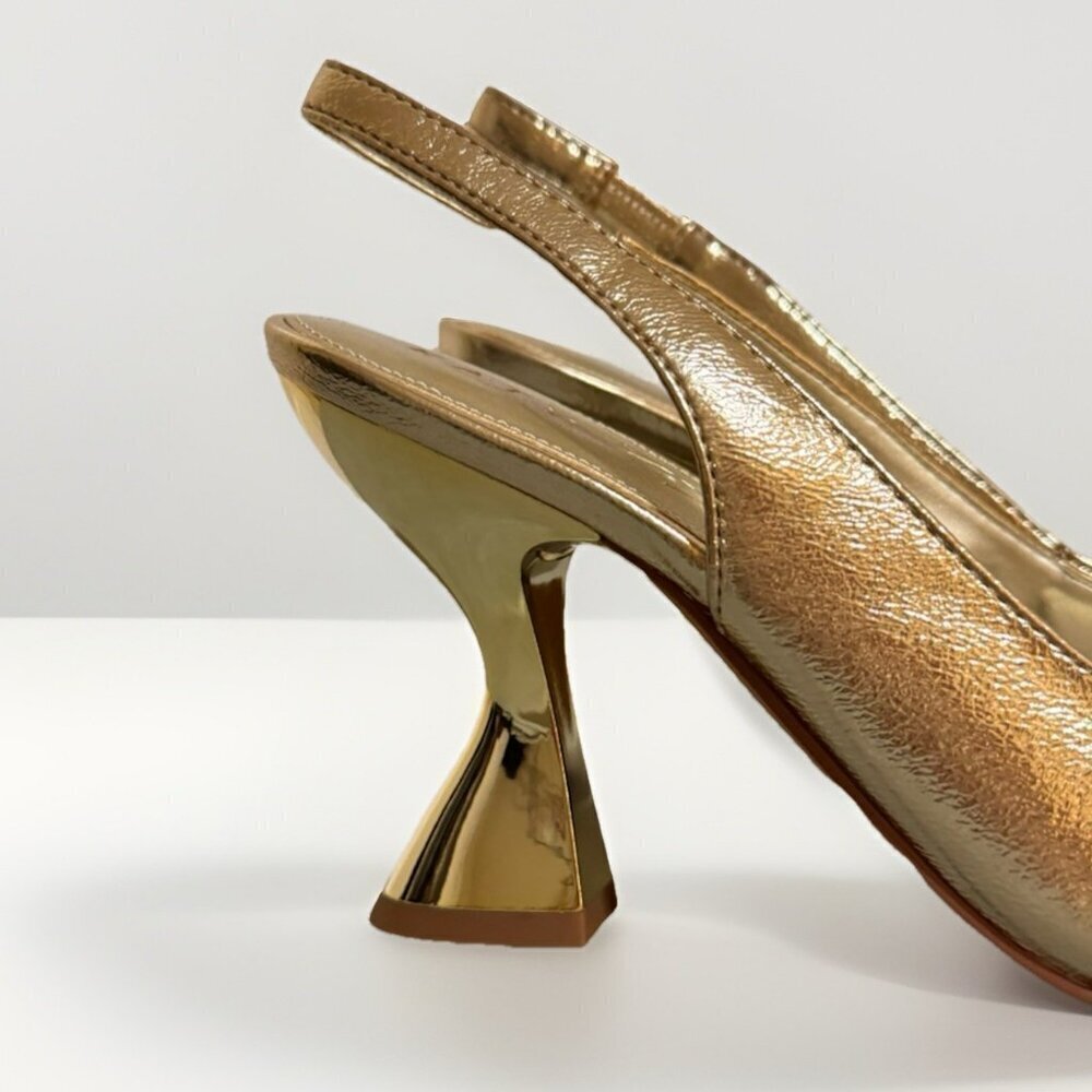 Katy Perry The Laterr Slingback High Flower Gold Heels Size 8 - Picture 6 of 11